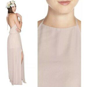 Show ME YOUR MUMU off back HALTER maxi DRESS SMALL BEIGE bridesmaid